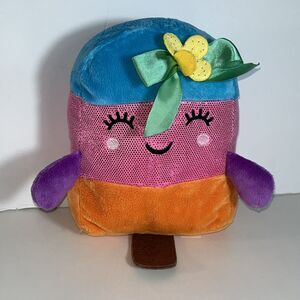 Cute Blue, Pink, and Orange Popsicle Stuffed Animal with Face, lovely condition